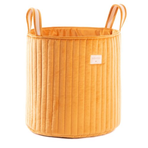 Nobodinoz velvet toy storage basket yellow