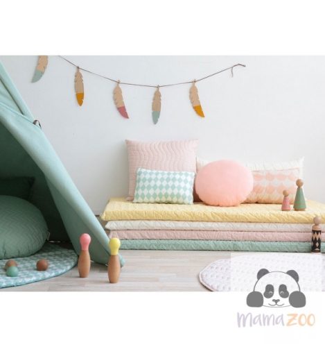 Nobodinoz pamut steppelt kerek párna - rózsaszín