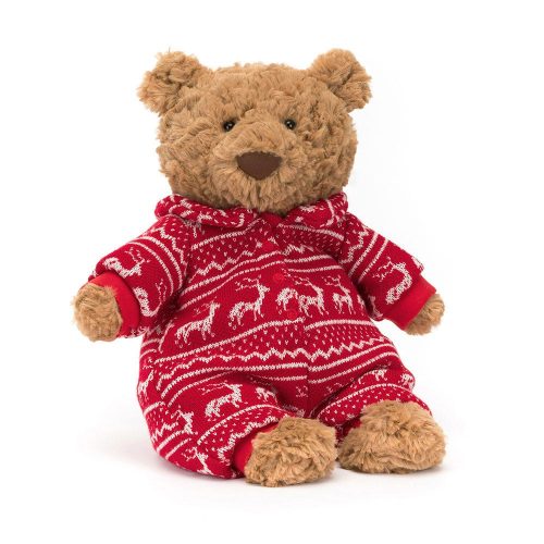 Jellycat Bartholomew karácsonyi pizsamában - Bartholomew Bear Winter Pyjamas 26cm