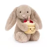 Jellycat bézs nyuszi szülinapi tortával