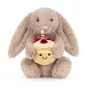 Jellycat bézs nyuszi szülinapi tortával