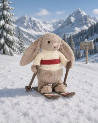 Jellycat Síelő Plüss Nyuszi - Bashful Bunny Gold Medal Ski Outfit