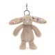 Jellycat bézs nyuszi kulcstartó, táskadísz - Jellycat Blossom Beige Bunny 'Petal' Bag Charm