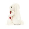 Jellycat nyuszi cukorpálcával 18 cm - Jellycat Bashful Bunny with Candy Cane