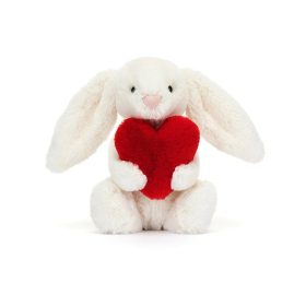   Jellycat fehér plüss nyuszi szivvel - Kicsi - Jellycat Bashful Red Love Heart Bunny Little