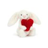 Jellycat fehér plüss nyuszi szivvel - Kicsi - Bashful Red Love Heart Bunny Little