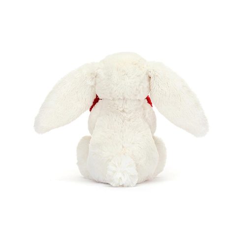 Jellycat fehér plüss nyuszi szivvel - Kicsi - Jellycat Bashful Red Love Heart Bunny Little
