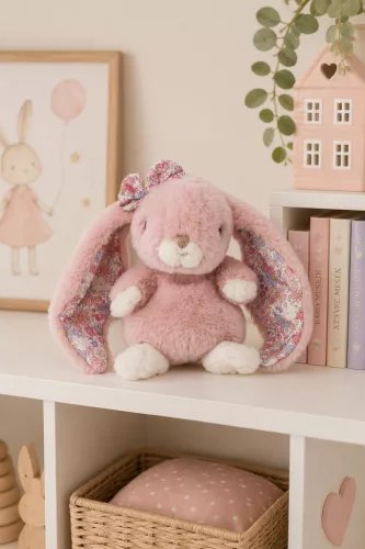 Bukowski Kanina antikrózsaszín kis plüss nyuszi virágos fülekkel - Bukowski Cute Kanini Floral - Antique Pink (15cm)