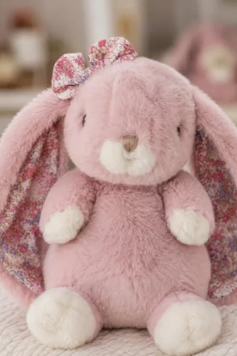 Bukowski Kanina antikrózsaszín kis plüss nyuszi virágos fülekkel - Bukowski Cute Kanini Floral - Antique Pink (15cm)