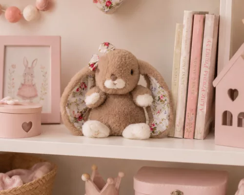 Bukowski Kanina bézs kis plüss nyuszi virágos fülekkel - Bukowski Cute Kanina Floral - Taupe (15cm)