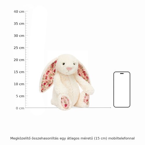 Jellycat plüss krémszínű nyuszi virágos fülekkel "Berry" - Jellycat Blossom Cream Bunny "Berry"