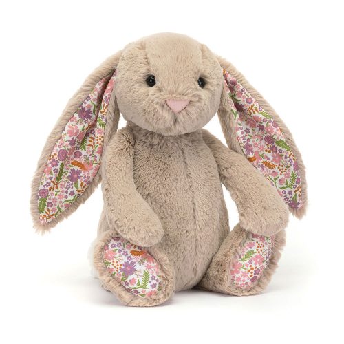 Jellycat bézs nyuszi virágos fülekkel "Petal" - Jellycat Blossom Beige Bunny 'Petal'