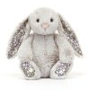 Jellycat szürke plüss nyuszi virágos fülekkel "Bloom" - Kicsi- Blossom Silver Bunny 'Bloom' Small