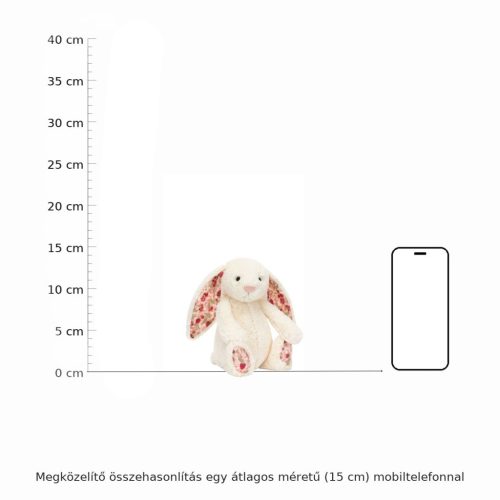 Jellycat plüss krémszínű nyuszi virágos fülekkel "Berry" - Kicsi- Jellycat Blossom Cream Bunny "Berry" Small