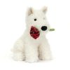 Jellycat Plüss westie rózsával - Jellycat Munro Scottie Dog 'Love You'