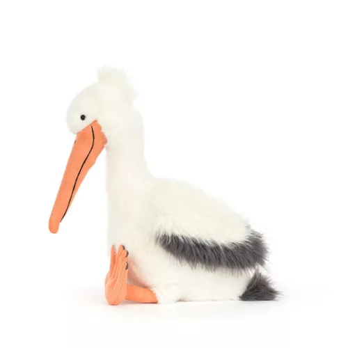 Keli Pelican Jellycat plüssmadár szürke szárnyakkal és bolyhos testtel