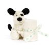 Jellycat fekete-fehér kutyusos szundikendő - Jellycat Bashful Black & Cream Puppy Soother
