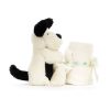 Jellycat fekete-fehér kutyusos szundikendő - Jellycat Bashful Black & Cream Puppy Soother