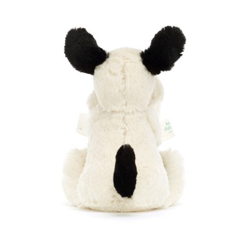 Jellycat fekete-fehér kutyusos szundikendő - Jellycat Bashful Black & Cream Puppy Soother