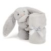 Jellycat szürke nyuszis szundikendő - Jellycat Bashful Silver Bunny Soother