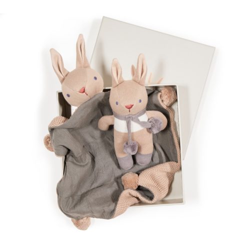 ThreadBear szürkésbarna nyuszi ajándékcsomag - ThreadBear Baby Threads Taupe Bunny Gift Set