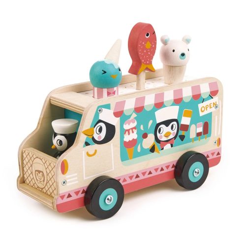 Pingvin fagylaltja, fa játék fagyis kocsi
