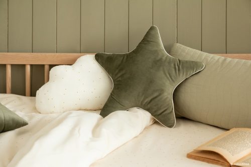 Nobodinoz bársony csillag párna - olive green/ olíva zöld