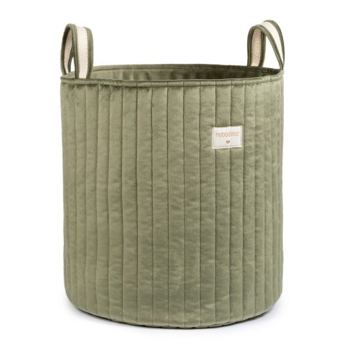 Nobodinoz velvet toy storage basket - Olive green